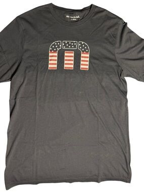 Travis Mathew’s Black Short-Sleeve Tee with American Flag 'm' Graphic